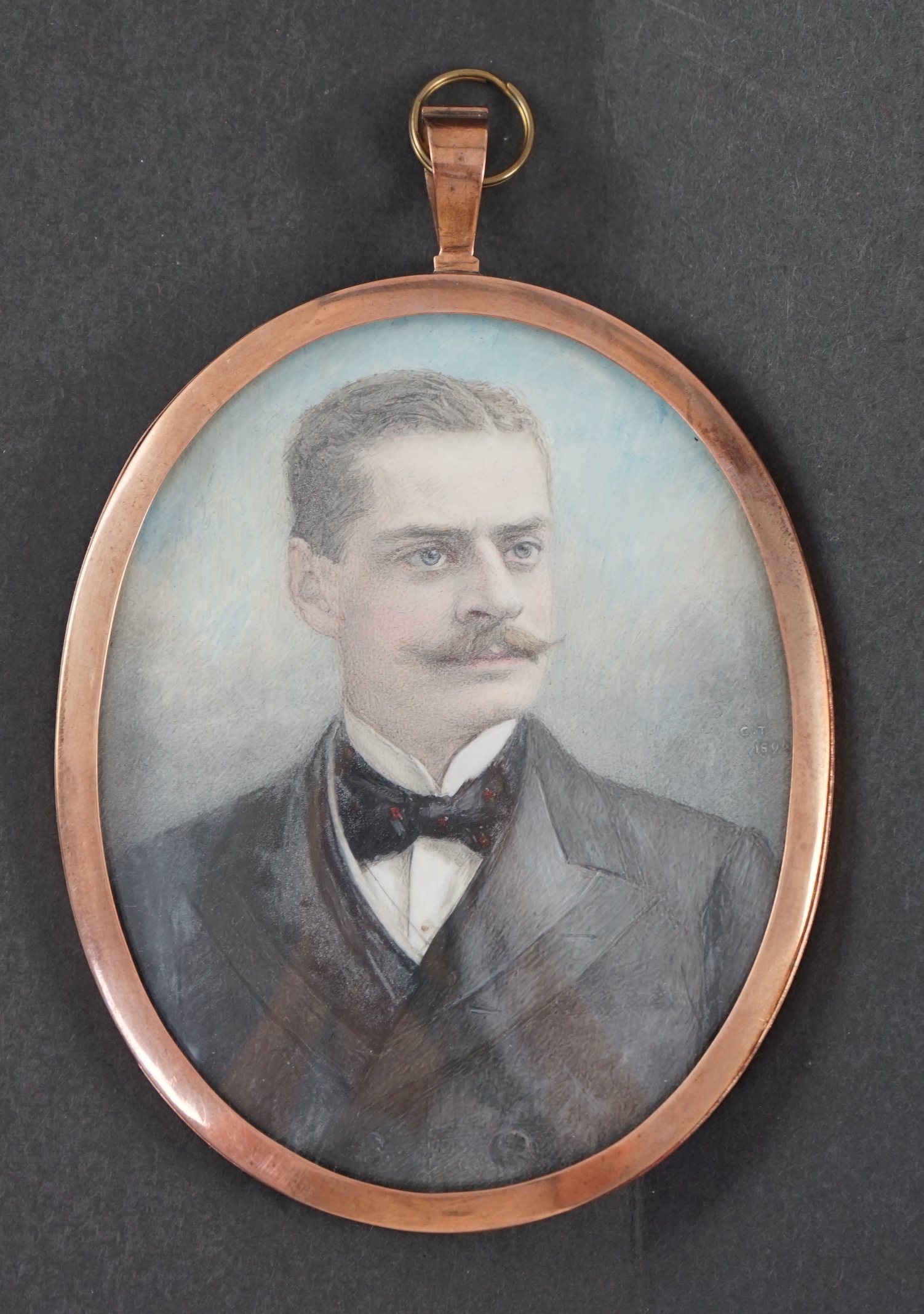 Charles James Turrell (1846-1932), Portrait miniature of a gentleman wearing evening dress, watercolour on ivory, 8.7 x 6.8cm. CITES Submission reference 19NLP2ZW